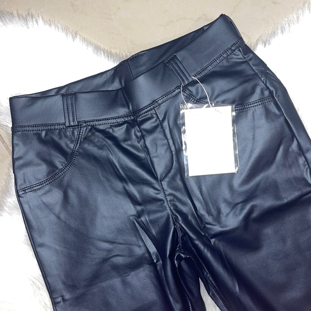 HOT! Navy Faux Leather Booty Lifting Pants - Picture 9 of 11